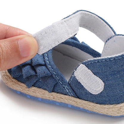 Newborn Baby Shoes Girls' Baby Baby Shoes Princess Flower Baby Cotton Sole First Walking Shoes for 0-18 Months