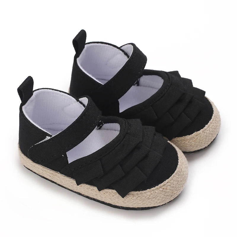 Newborn Baby Shoes Girls' Baby Baby Shoes Princess Flower Baby Cotton Sole First Walking Shoes for 0-18 Months