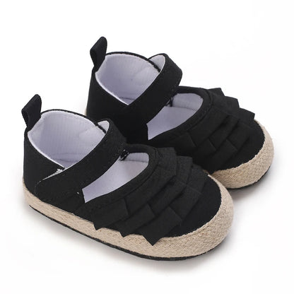 Newborn Baby Shoes Girls' Baby Baby Shoes Princess Flower Baby Cotton Sole First Walking Shoes for 0-18 Months