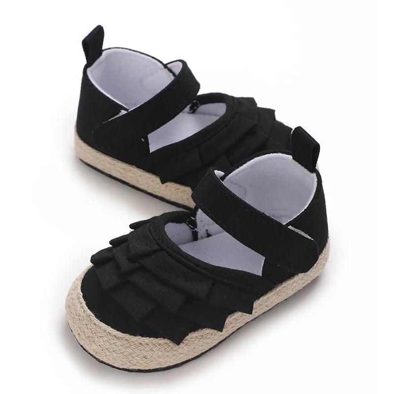 Newborn Baby Shoes Girls' Baby Baby Shoes Princess Flower Baby Cotton Sole First Walking Shoes for 0-18 Months