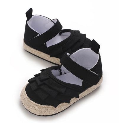 Newborn Baby Shoes Girls' Baby Baby Shoes Princess Flower Baby Cotton Sole First Walking Shoes for 0-18 Months