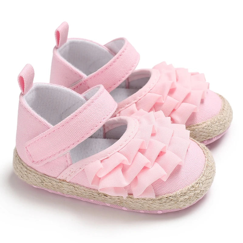 Newborn Baby Shoes Girls' Baby Baby Shoes Princess Flower Baby Cotton Sole First Walking Shoes for 0-18 Months