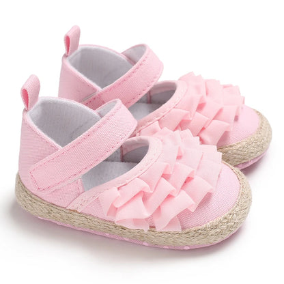 Newborn Baby Shoes Girls' Baby Baby Shoes Princess Flower Baby Cotton Sole First Walking Shoes for 0-18 Months