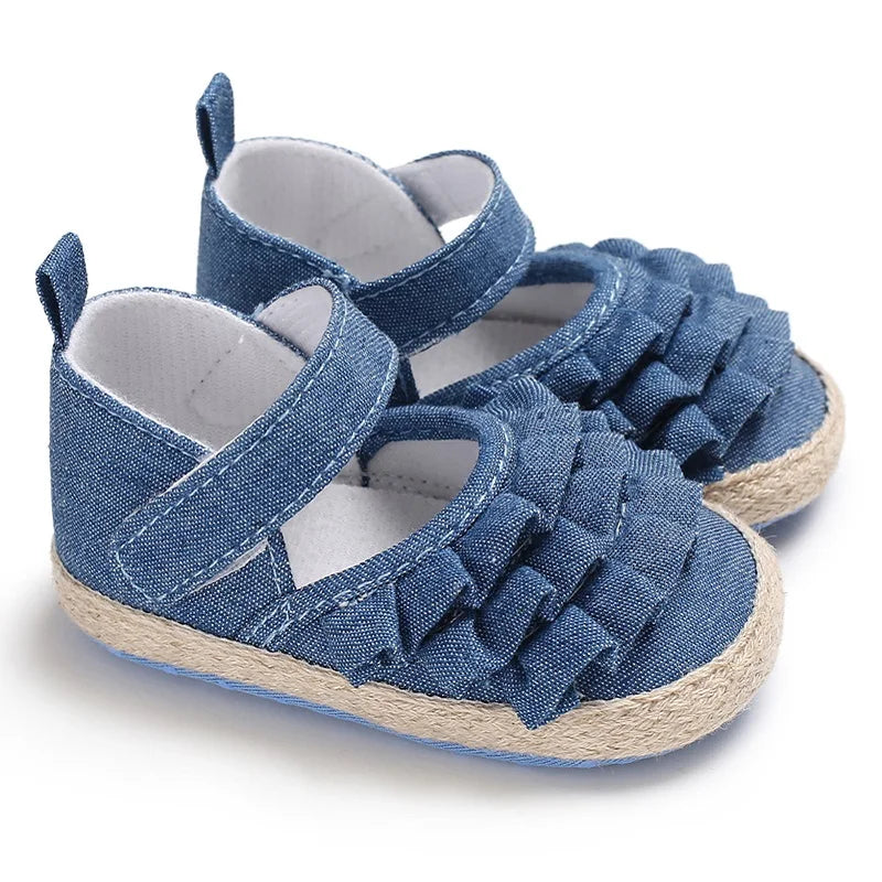 Newborn Baby Shoes Girls' Baby Baby Shoes Princess Flower Baby Cotton Sole First Walking Shoes for 0-18 Months