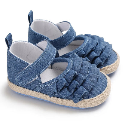 Newborn Baby Shoes Girls' Baby Baby Shoes Princess Flower Baby Cotton Sole First Walking Shoes for 0-18 Months