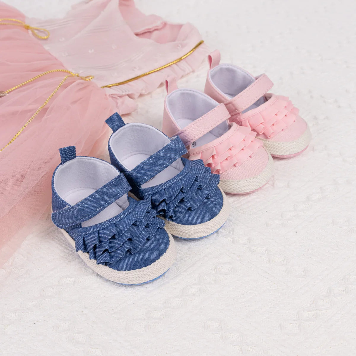 Newborn Baby Shoes Girls' Baby Baby Shoes Princess Flower Baby Cotton Sole First Walking Shoes for 0-18 Months